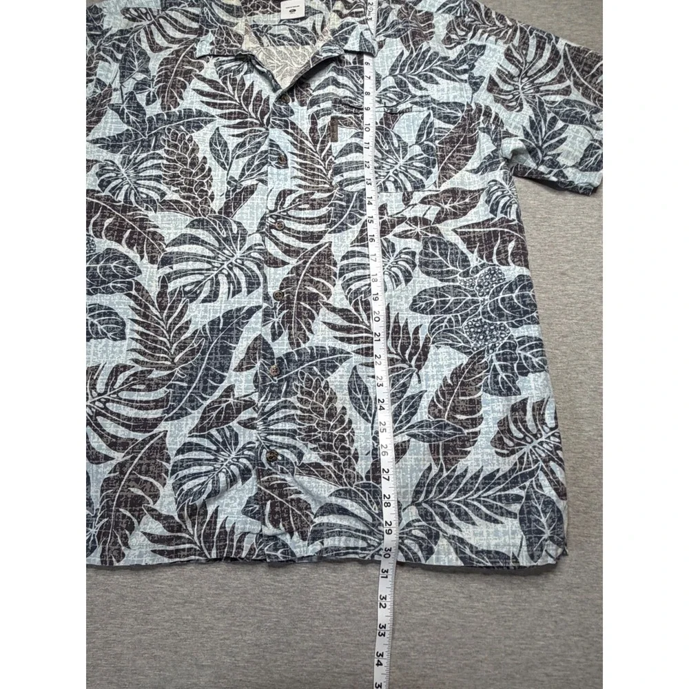 Columbia Mens XL‎ Tropical Monstera Palm Leaf Print Button Up Shirt Blue AM7230